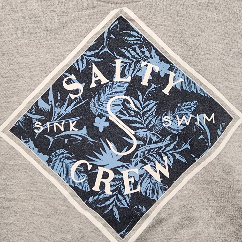 Salty Crew Hoodie Cotton Blend Men Large Gray Graphic Sink Swim - Picture 10 of 10